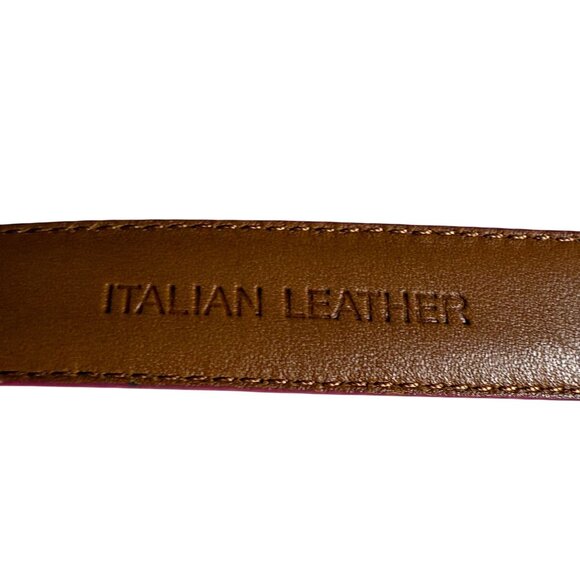 Lauren Ralph Lauren Snake Embossed Italian Leather Belt Women's Medium Pink - Picture 3 of 10